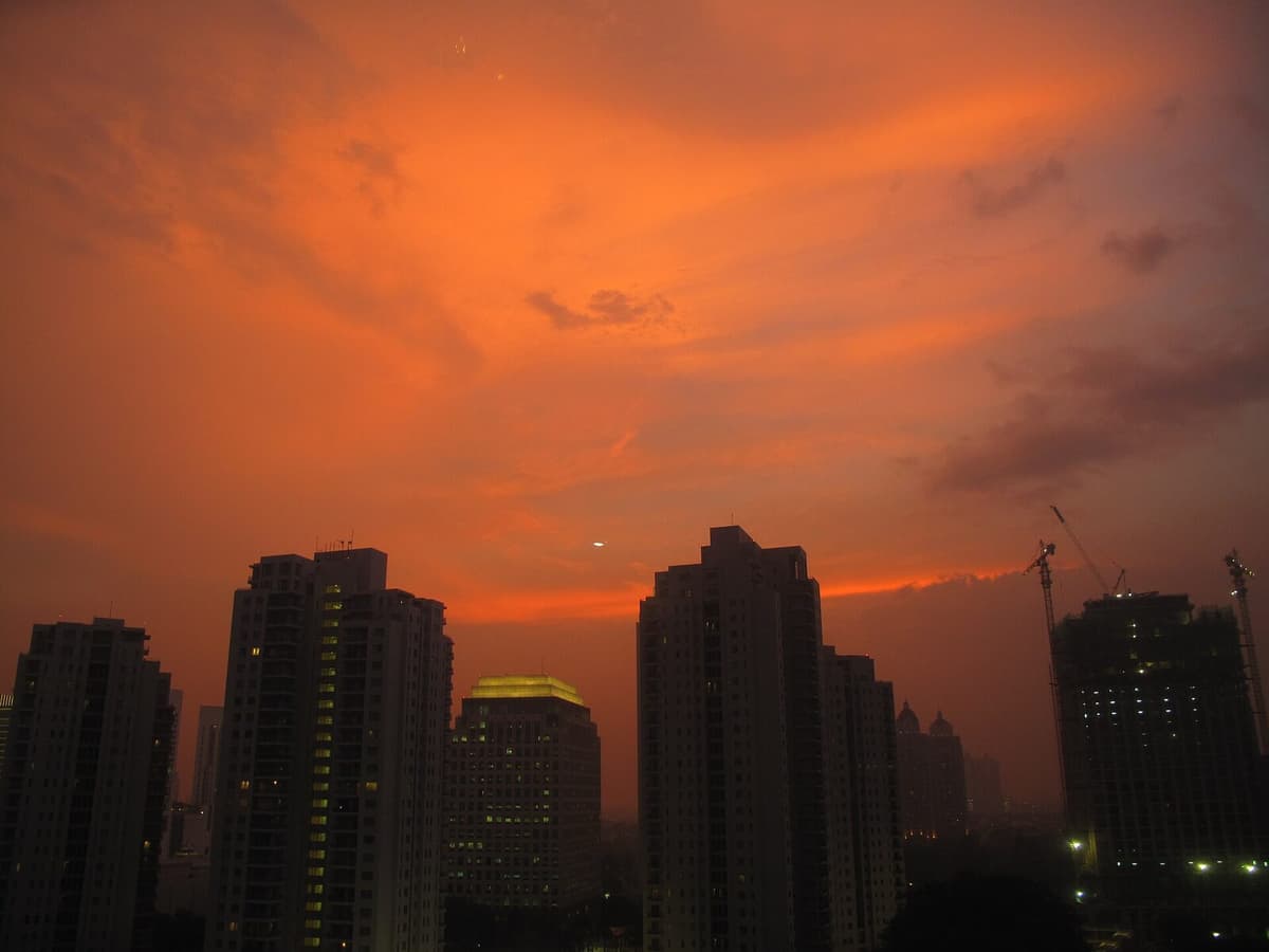 Jakarta skyline at sunset