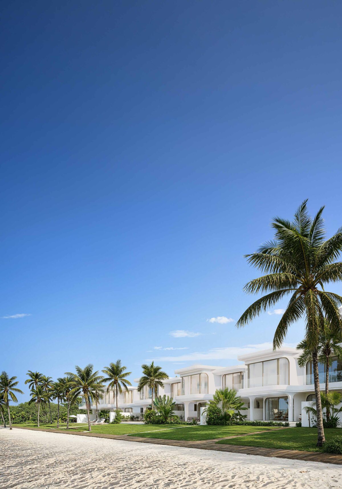 Architectural render of completed Saraya beachfront villas at Pengantap Beach